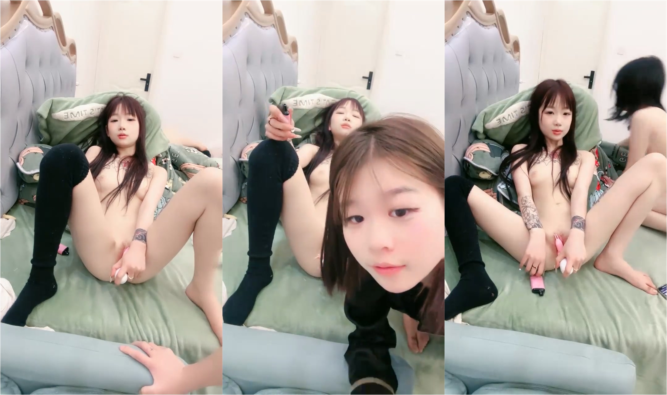 【可妮酱】刚成年下海!3个小白虎~玩逼~女女操~找男的玩3P (4)