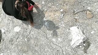 高级主管，大佬的小骚受，户外露出，极品黑丝、高跟，骚逼来大姨妈全是血迹！