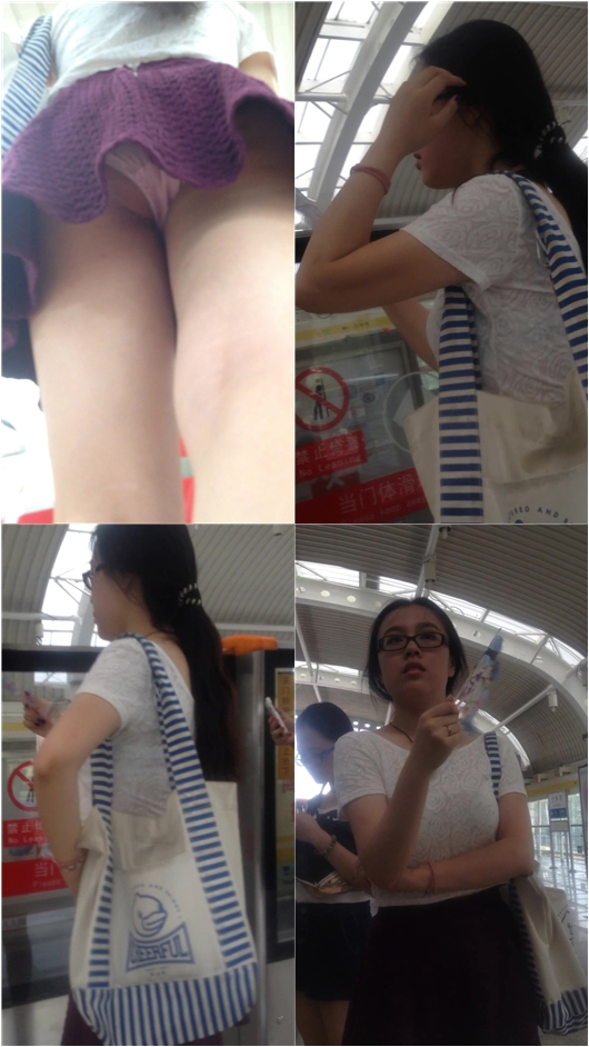 抄底公交车上让人迷恋的紫短裙粉内内超大胸美女